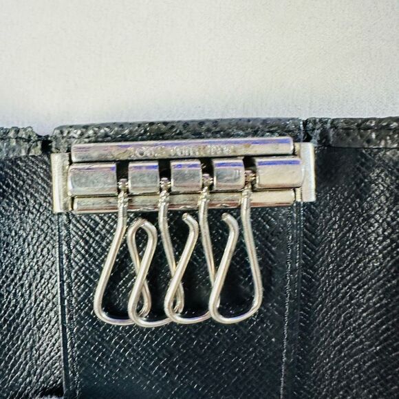 LOUIS VUITTON Gray Black Leather Tri-fold Key Holder Case Wallet - Picture 10 of 10